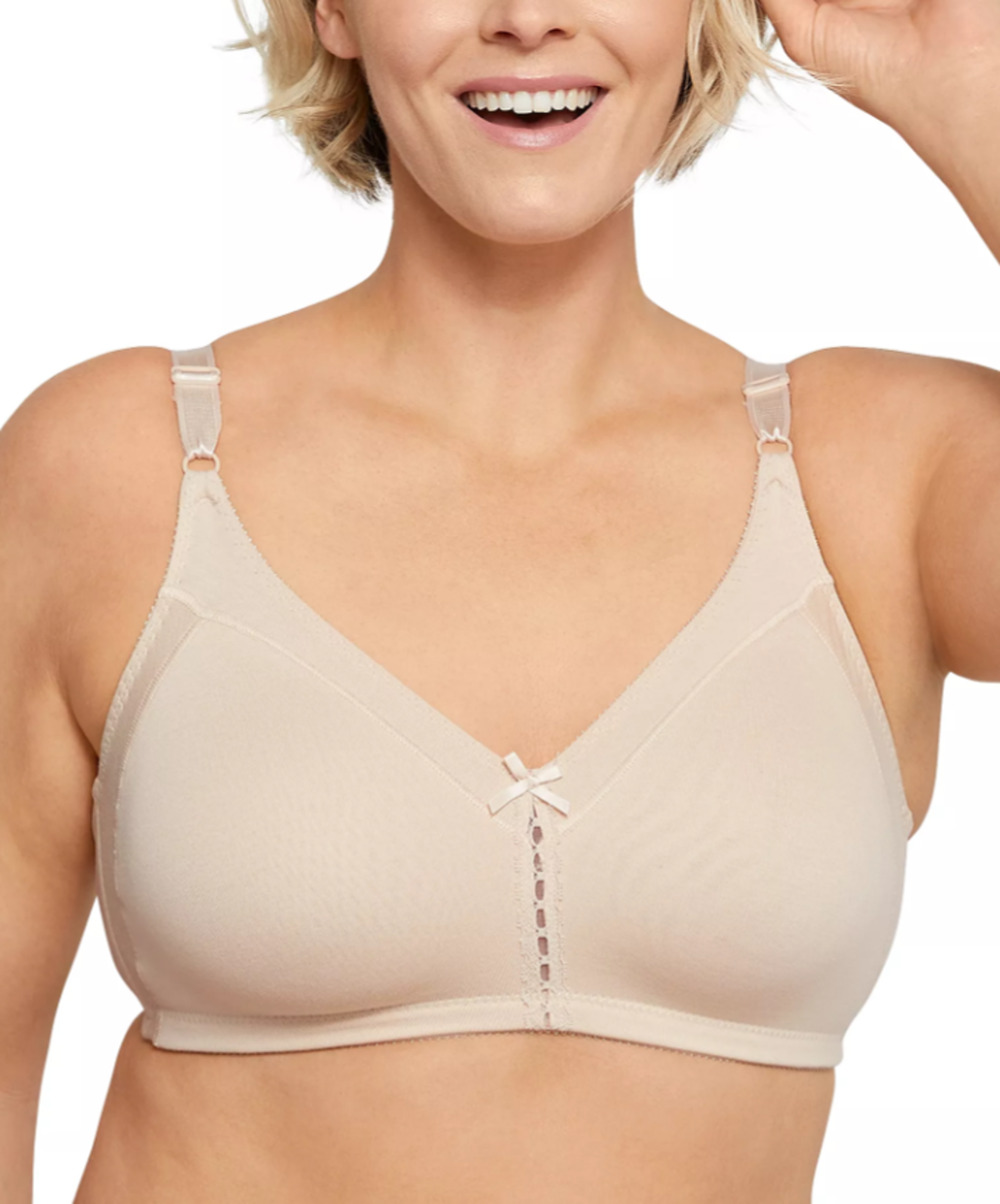 Bali Women's 42D Beige Satin Double Support Wireless Full Coverage Sexy Bra B8-6